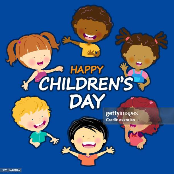 children's day multi-ethnic kids - hispanic elementary students stock illustrations