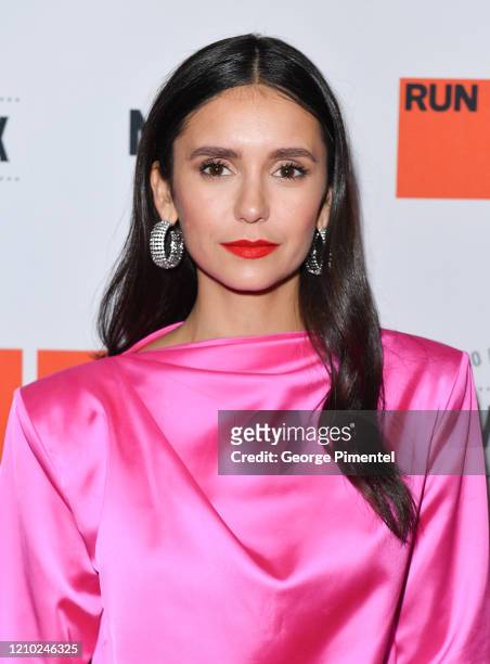 Nina Dobrev attends the Canadian Premiere of "Run This Town" held at Northern Maverick Brewing Co on March 03, 2020 in Toronto, Canada.