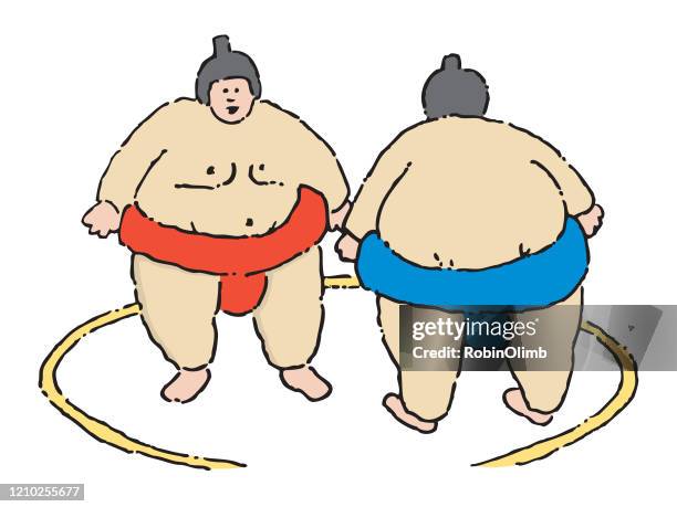 sumo wrestler doodle - fat asian man stock illustrations