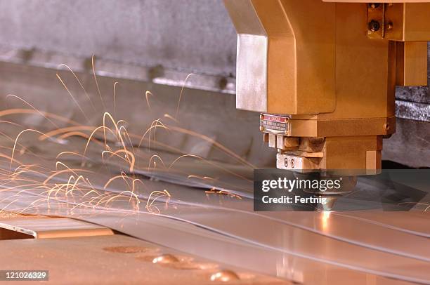 high-tech cnc laser metal cutting machine - laser cutting stock pictures, royalty-free photos & images