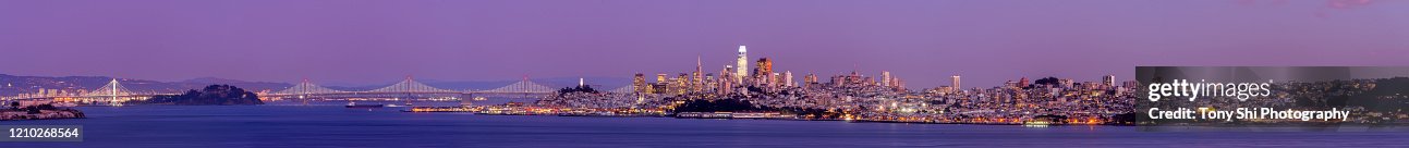 Ultra-wide Panoramic San Francisco Skyline at night Ultra-wide Panoramic San Francisco Skyline at night