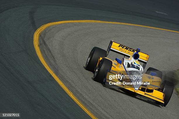 Ryan Briscoe of Australia drives the Team Penske Truck Rental Dallara Honda on track during practice for the IZOD IndyCar Series MoveThatBlock.com...