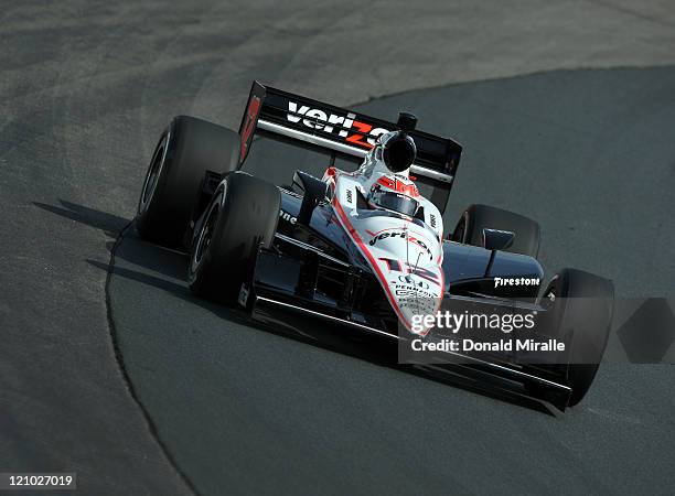 Will Power of Australia drives the Verizon Team Penske Dallara Honda during practice for the IZOD IndyCar Series MoveThatBlock.com Indy 225 at New...