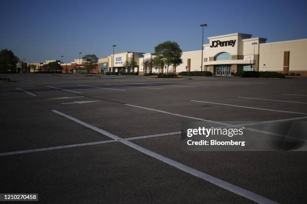 An empty parking lot is seen outside a closed JC Penney Co. Store in Mt. Juliet, Tennessee, U.S., on Thursday, April 16, 2020. J.C. Penney is...