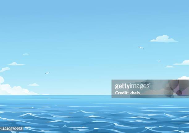 ilustraciones, imágenes clip art, dibujos animados e iconos de stock de fondo del mar azul - vista marina