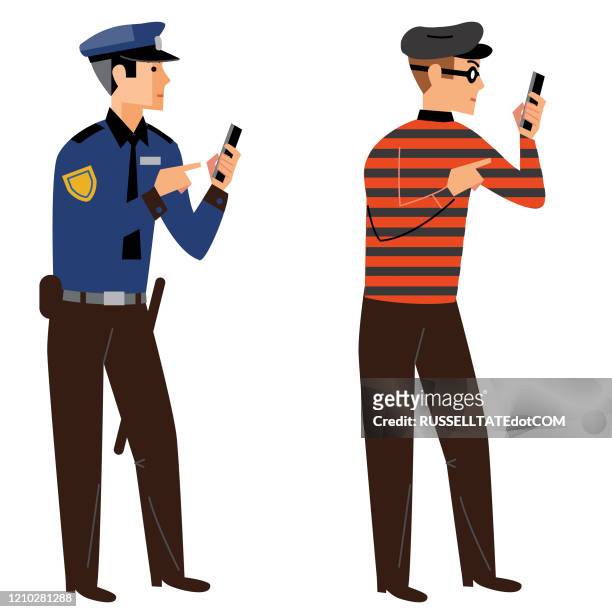 cyber cops and robbers - police shield stock illustrations