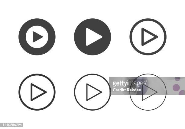 play button icons - multi series - symbol stock illustrations