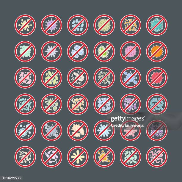 stop sign of virus, bacteria, germs and microbe,vector icon - coronavirus prison stock illustrations