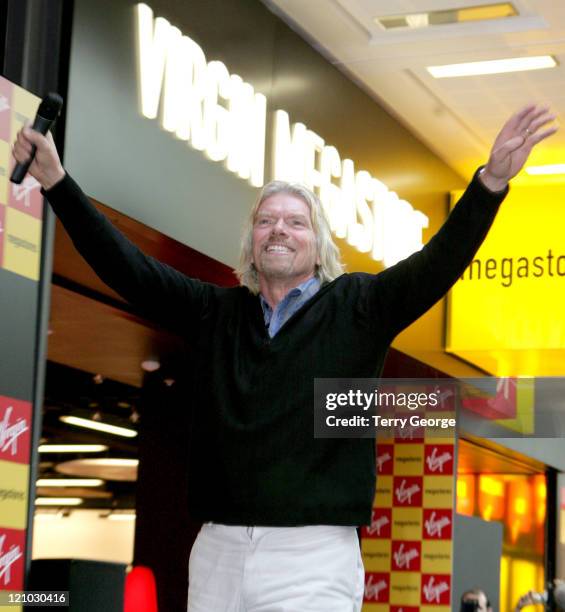 Sir Richard Branson during VIP Opening of the New Virgin Megastore in Manchester at Arndale Centre in Manchester, Great Britain.