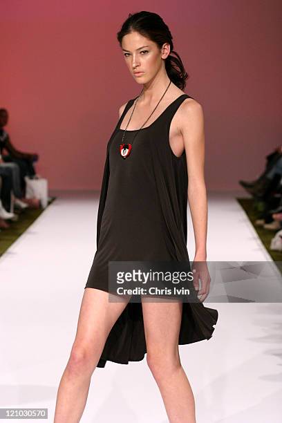 Model wearing New Generation 2 during Mercedes Australian Fashion Week - Autumn/Winter Collections - New Generation 2 - Runway at Federation Square...