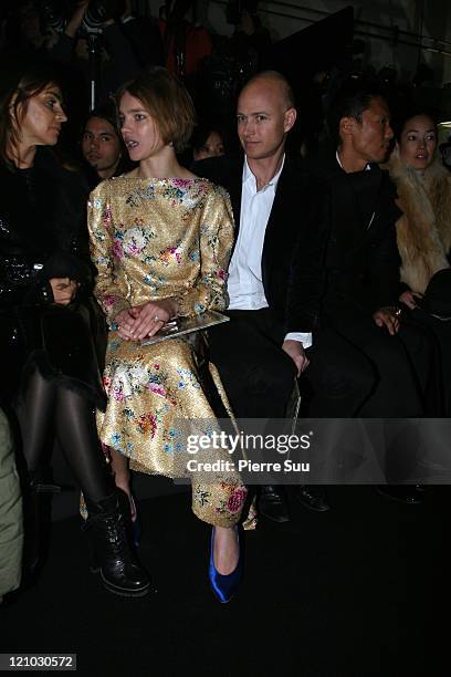 Natalia Vodianova and Justin Portman during Paris Fashion Week Haute Couture Spring/Summer 2007 - Givenchy - Front Row at Ateliers Berthier in Paris,...