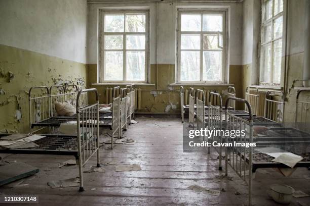 abandoned kindergarten in chernobyl, ukraine. kindergarten with toys and abandoned things - pripyat city stock pictures, royalty-free photos & images