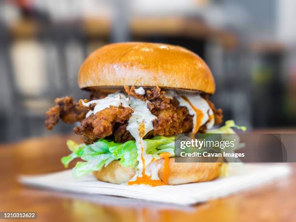 crispy chicken southern style burger - digital single lens reflex camera stock pictures, royalty-free photos & images