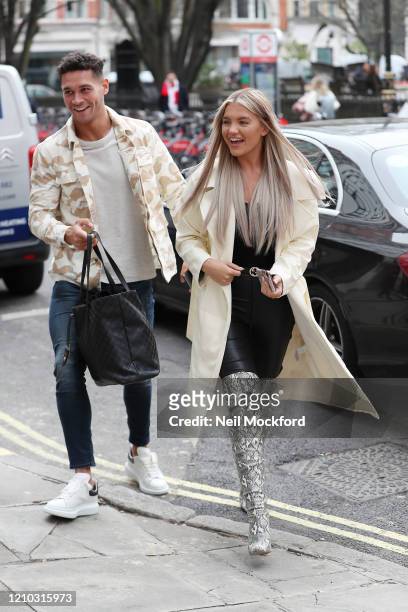 Callum Jones and Molly Smith from Love Island 2020 seen arriving at Heat Radio Studios on March 04, 2020 in London, England.