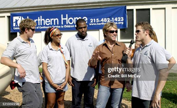 Jon Bon Jovi, co-owner of Philadelphia Soul, shares a few laughs with some of the cast members of MTV's "Real World: Philadelphia"