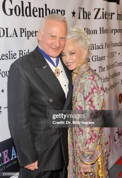 Astronaut Buzz Aldrin and his wife Lois Driggs Cannon arrive at the 10th Annual Children Uniting Nations Academy Awards Gala at The Beverly Hilton...