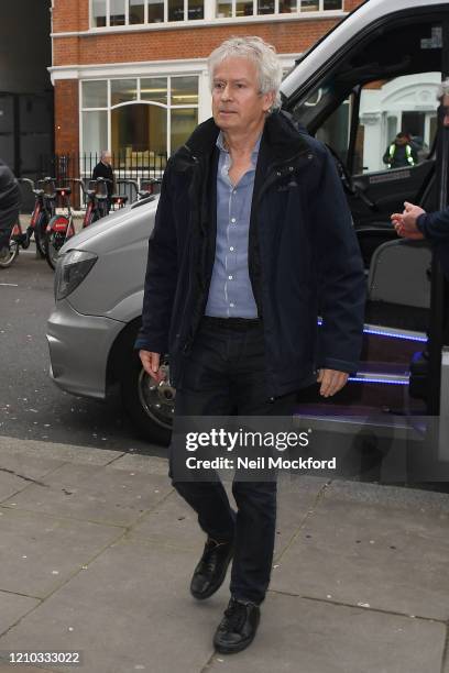 Tony Banks seen at BBC Radio 2 promoting Genesis reforming on March 04, 2020 in London, England.