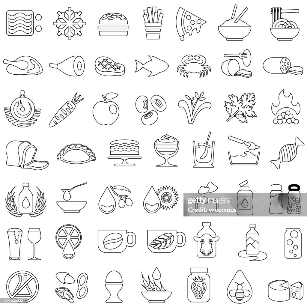 Food and Drink Outlines Icon Set