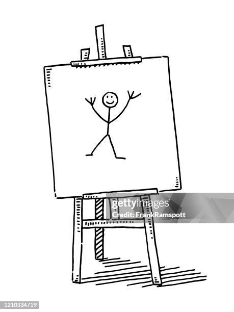 ilustrações de stock, clip art, desenhos animados e ícones de easel child sketch artwork drawing - easel