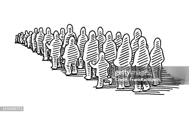 People In Queue Drawing High Res Illustrations - Getty Images