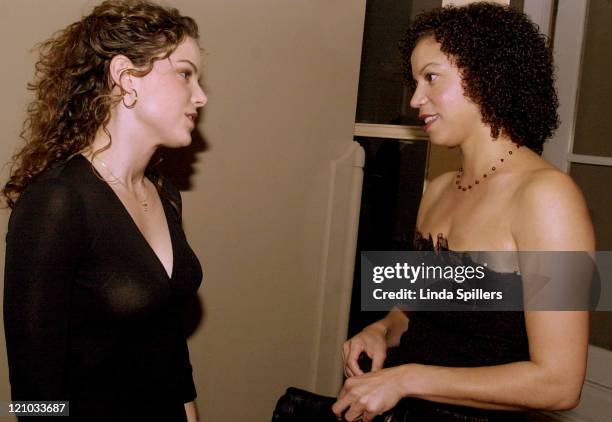 Kimberly Williams, of "According to Jim" and Gloria Reuben, of "The Agency" talk before the Elizabeth Glaser Pediatric Aids Foundation Dinner.