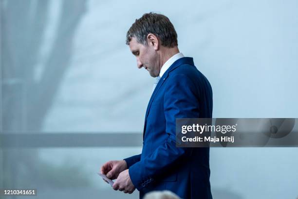 Bjoern Hoecke, leader of the right-wing Alternative for Germany in the German state of Thuringia votes during election of a new governor of Thuringia...