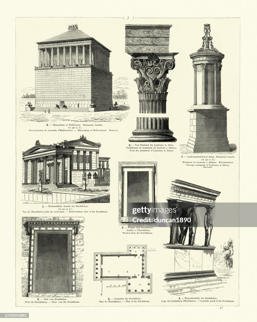 Examples of Ancient Classical architecture. Mausoleum at Halicarnassus