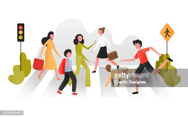 Vector Illustration Of Pedestrians People Walking On City Street Men And  Women Characters Concept High-Res Vector Graphic - Getty Images