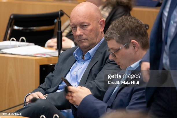 Thomas Kemmerich of FDP looks on during elections of a new governor of Thuringia at the Thuringia state parliament on March 4, 2020 in Erfurt,...