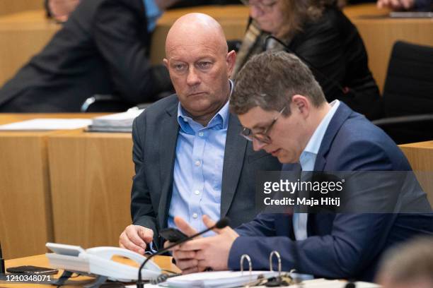 Thomas Kemmerich of FDP looks on during elections of a new governor of Thuringia at the Thuringia state parliament on March 4, 2020 in Erfurt,...