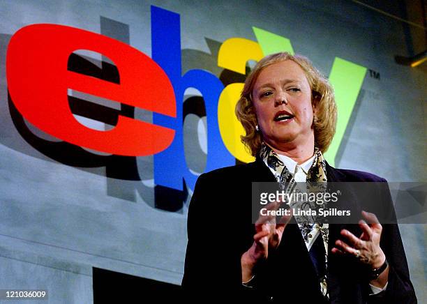 EBay CEO, Meg Whitman speaks at a dinner, May 5, 2004 in Washington for a group of Ebay small business owners.