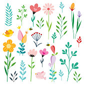 Colorful flowers icons