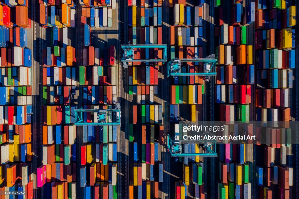 Aerial perspective of a container port, Virginia, United States of America