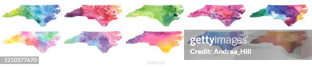 ilustraciones, imágenes clip art, dibujos animados e iconos de stock de conjunto de ilustraciones de mapas vectoriales de acuarela de carolina del norte - carolina del norte estado de los ee uu
