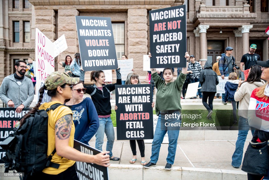 Demonstrators Protests At Texas State Capitol Against Governor's Stay At Home Order