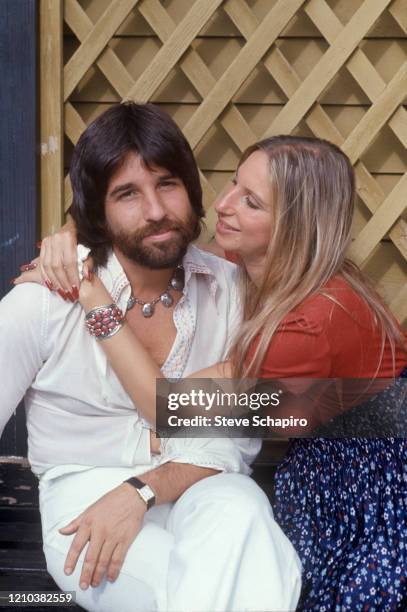 Portrait of American hairdresser Jon Peters and singer & actress Barbra Streisand, Malibu, California, mid 1970s.