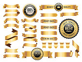 Gold Badges and Ribbons Set