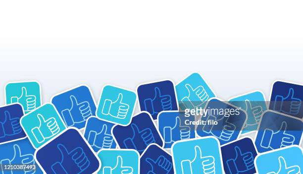 social media thumbs up likes background - customer engagement icon stock illustrations