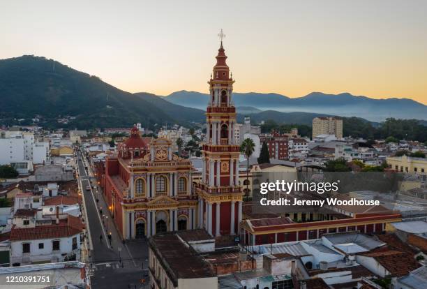 elevated view of the church of san francisco - salta argentina stock pictures, royalty-free photos & images