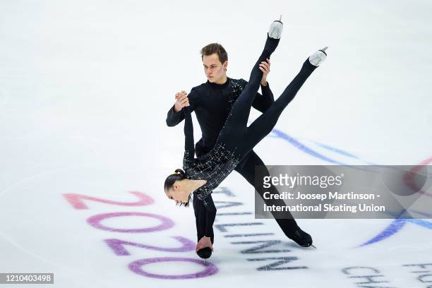 Apollinariia Panfilova and Dmitry Rylov of Russia compete in the Junior Pairs Short Program during day 1 of the ISU World Junior Figure Skating...