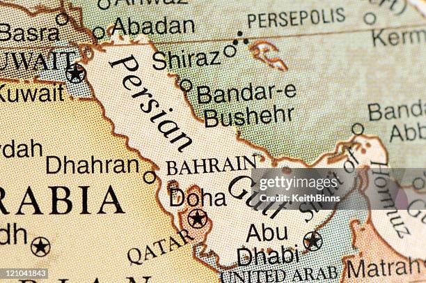persian gulf - doha map stock pictures, royalty-free photos & images
