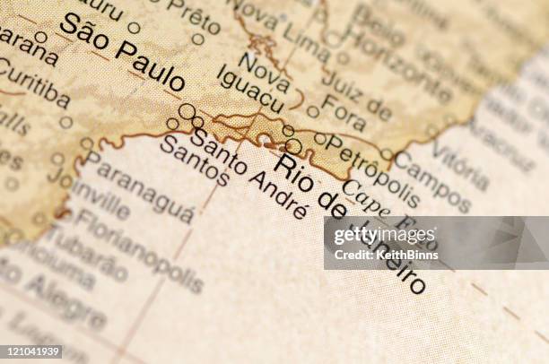 sao paulo and rio de janeiro - rio de janeiro map stock pictures, royalty-free photos & images