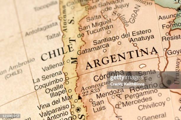 argentina and chile - chile map stock pictures, royalty-free photos & images