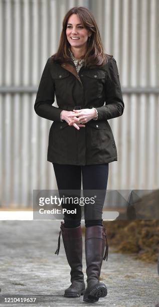 Catherine, Duchess of Cambridge visits Teagasc Research Farm’s on March 04, 2020 in Carlow, Ireland. The Duke and Duchess of Cambridge are...