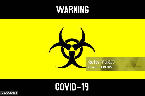 coronavirus warning sign - biohazard symbol stockfoto's en -beelden
