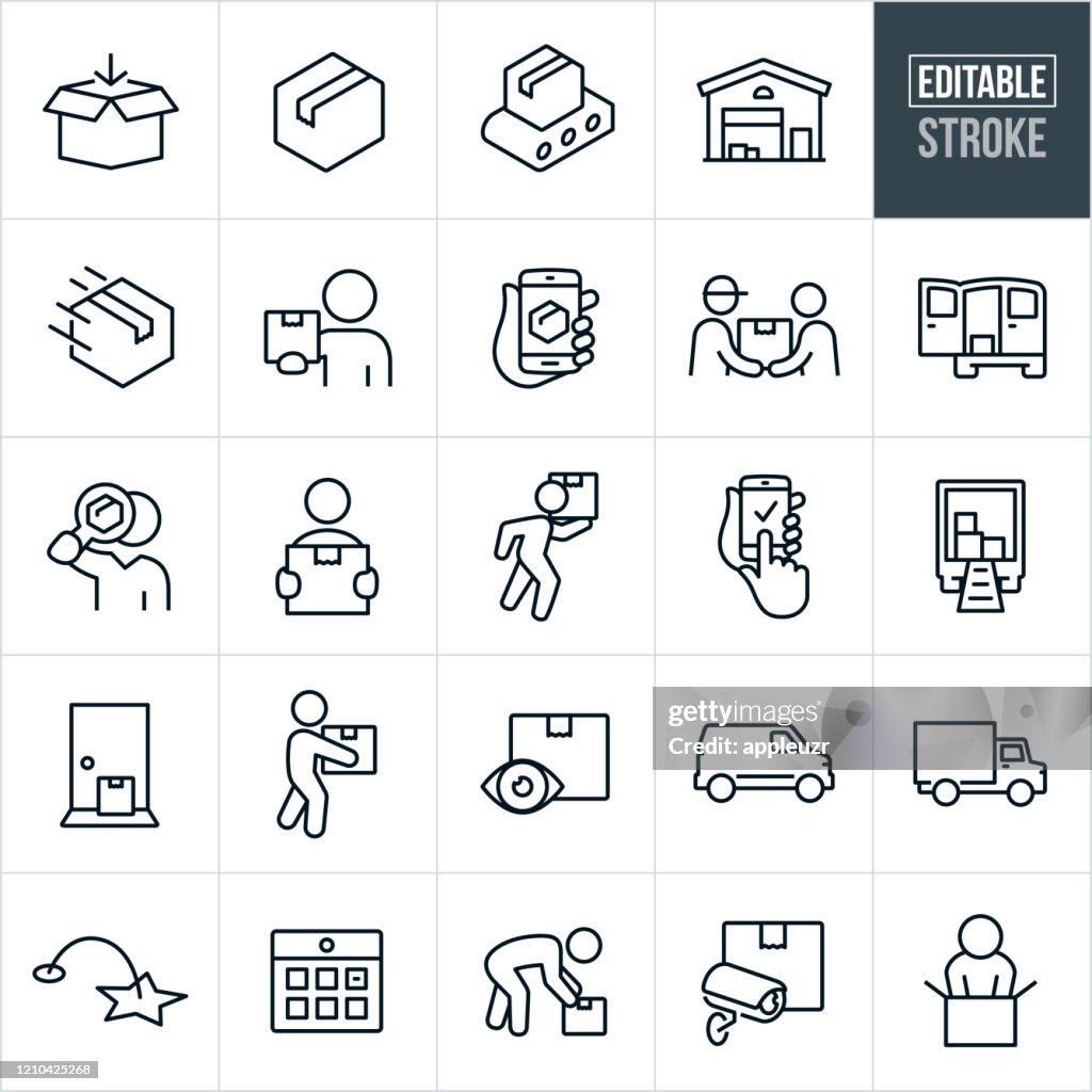 Package Delivery Thin Line Icons - Editable Stroke