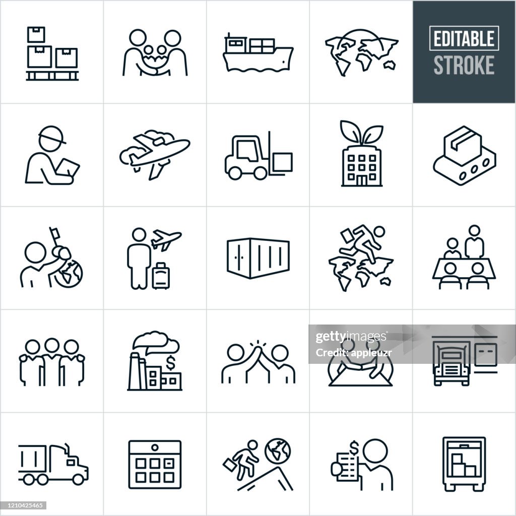 International Trade Thin Line Icons - Editable Stroke
