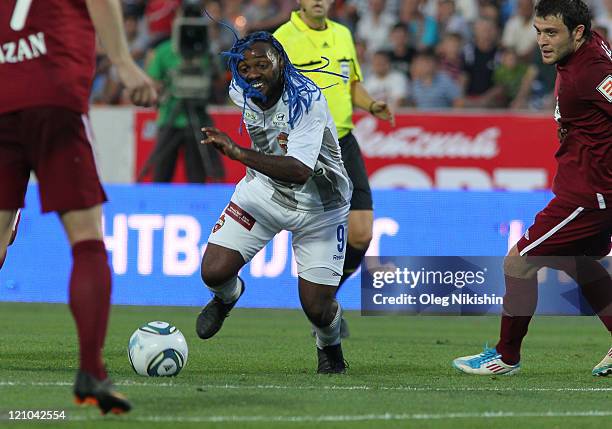 Vagner Love of PFC CSKA Moscow in action during the Russian Football League Championship match between FC Rubin and PFC CSKA on August 13, 2011 in...