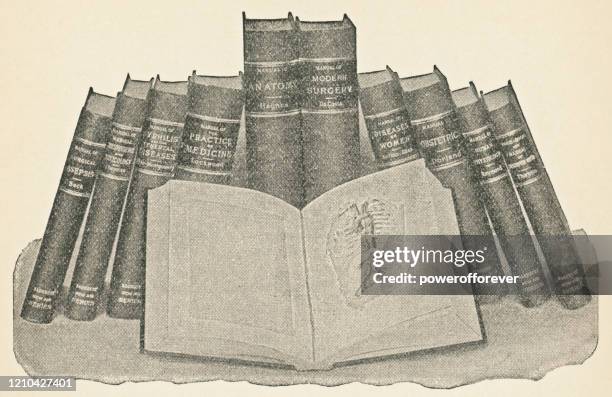 medical altas books - 19th century - history textbook stock illustrations