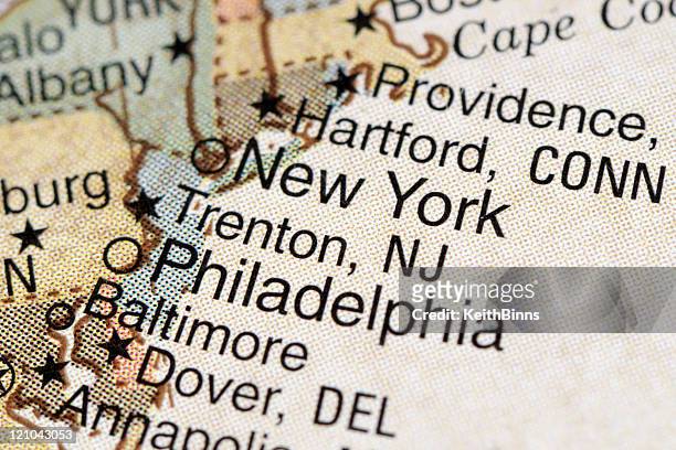 philadelphia und new york city - philadelphia pennsylvania map stock-fotos und bilder